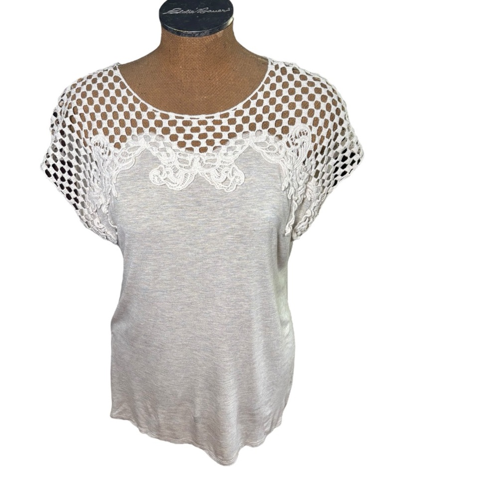 e.Luna Elegant Gray Lace Women's Top Size L